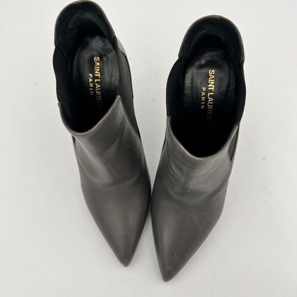 Saint Laurent Paris Women's Gray Leather Chelsea Boots Size 39 - Picture 4 of 12